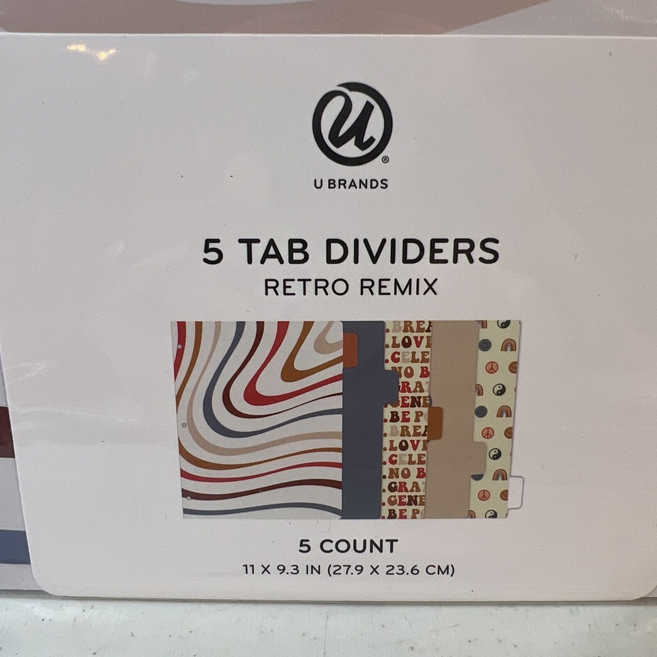 7 PACKS 5ct Patterned Poly Tab Dividers “Retro Remix” TOTAL 35 FOLDERS ...