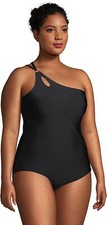 NWT Lands' End Women's Tummy Control One Shoulder Swimsuit Size 2 100 5B420
