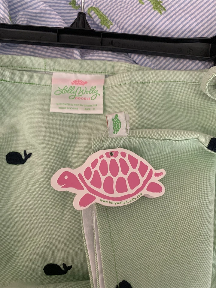 ¡Nuevo! Falda envolvente Lolly Wolly Doodle para mujer talla S verde con ballena azul marino bordada Foto 3 de 4