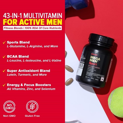 GNC Mega Men Sport Multivitamin For Men 60 Tabs Boosts Muscle Performance - Picture 2 of 5