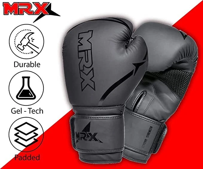 MRX Guantes de Boxeo con Envolturas para Manos Conjunto Gimnasio Entrenamiento Guantes Kickboxing Muay Thai Foto 3 de 4