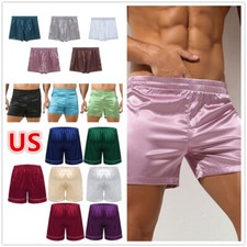 Men's Pajamas Shorts Lightweight Silk Sleep Short Underwear Loose Sleepwear