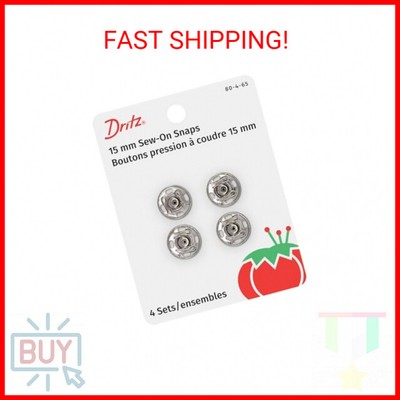 Dritz 80-4-65 Sew-On Snaps, Nickel-Plated Brass, Size 4 4-Count