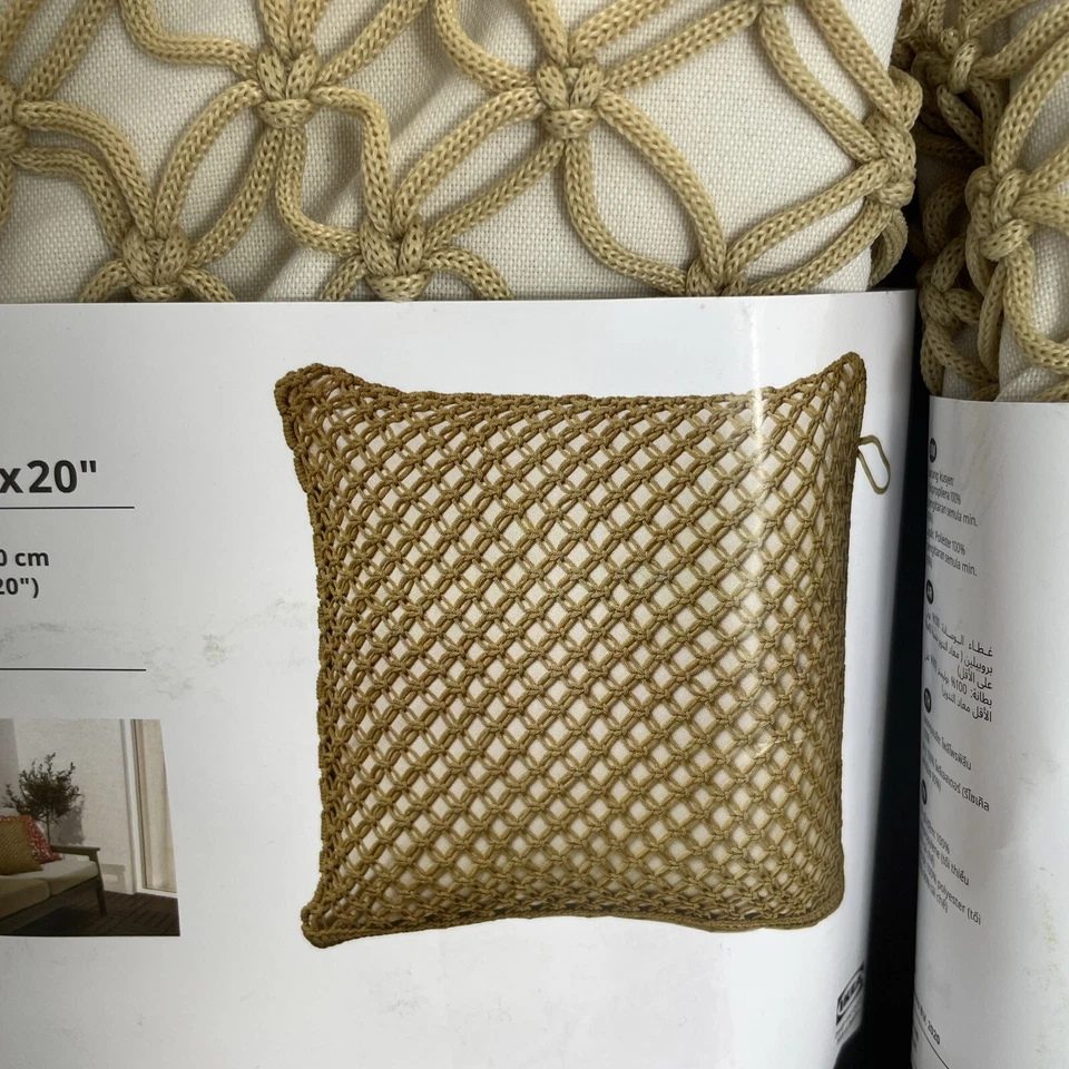 2 juegos de funda de cojín IKEA TOFTO beige hecha a mano 20x20 interior/exterior con cremallera Foto 3 de 3