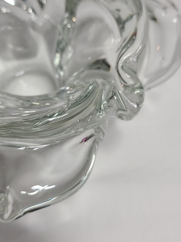 Blown Art Glass Ashtray Sculpture Trinket Dish Candy Bowl Clear - Picture 16 of 24