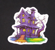 Purple Haunted House Creepy Cute Halloween Sticker 2" x 2.25" C 