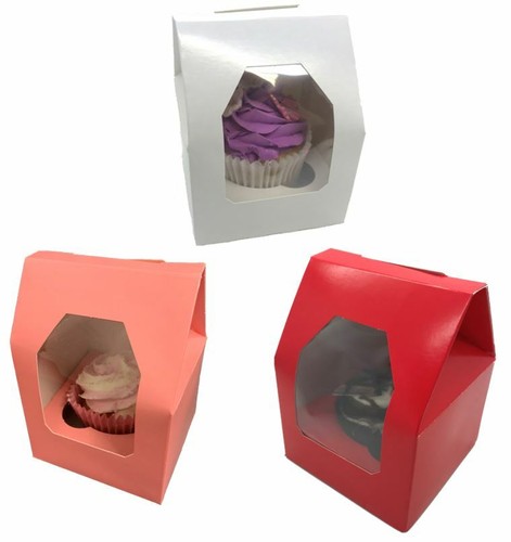 Windowed Cupcake Boxes for 1, 2, 4, 6, 12 & 24 Cup Cakes - ANY COLOUR ANY AMOUNT - Picture 2 of 13