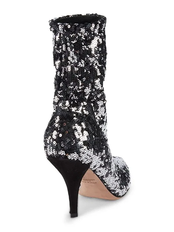 VALENTINO GARAVANI Sequin Sock Booties Size 37.5 - Image 3 of 4