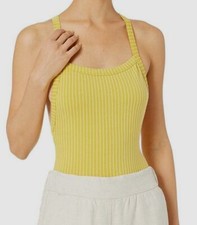  215 ASTR The Label Women's Yellow Striped Sleeveless Camden Bodysuit Size S