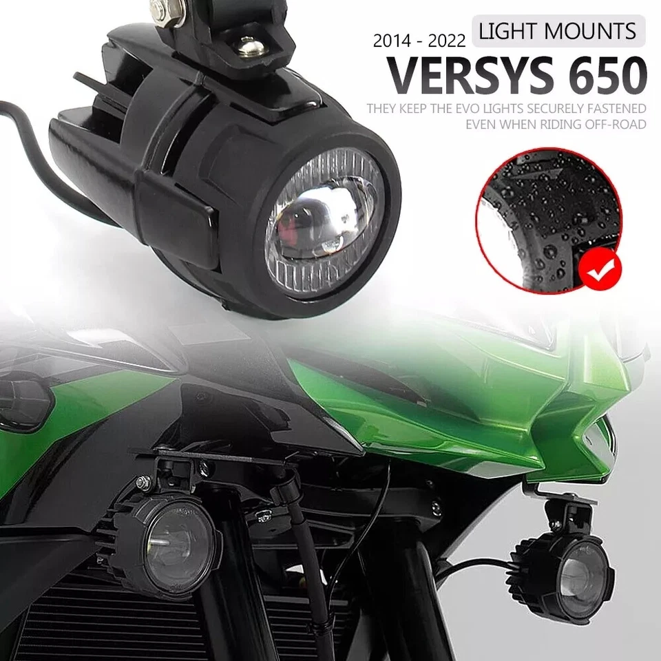 Пара черных противотуманных фар для мотоциклов прожектор подходит для Kawasaki VERSYS 650 2014-2022 - Изображение 3 из 4