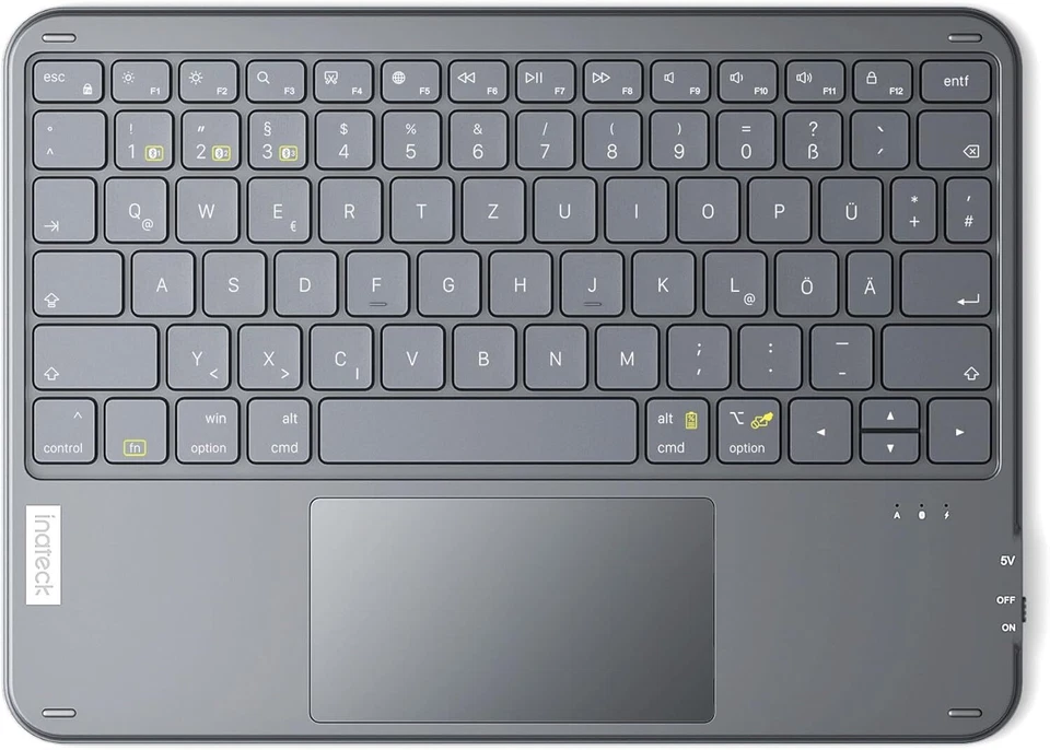 Inateck Tablet Tastatur mit Touchpad Ultraleichte Kabellose QWERTZ mit Trackpad