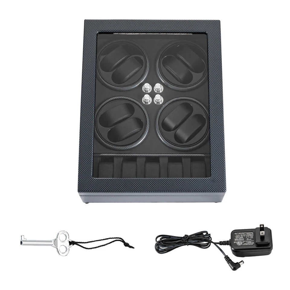 Rotación Automática 8 Relojes Enrollador Caja con 5 Relojes Pantalla Estuche de Almacenamiento Luz LED Foto 2 de 4