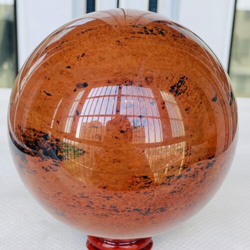 Natural Red Mahogany Obsidian Quartz Crystal Sphere Ball Healing 1680G - Picture 6 of 12