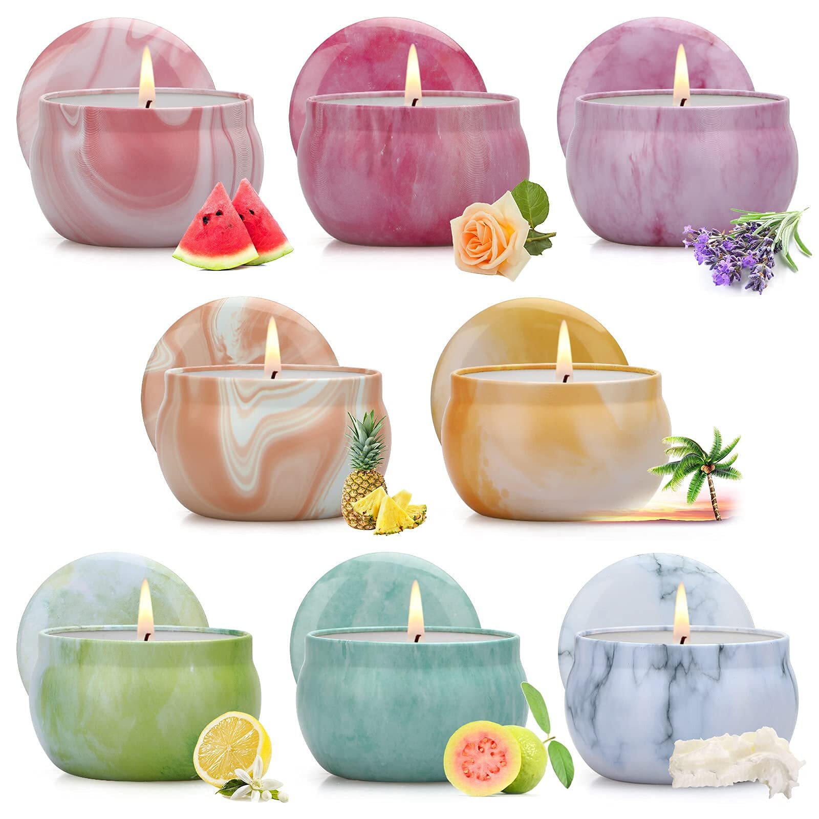 8-Pack Soy Scented Candles for Women - Aromatherapy Home Gifts