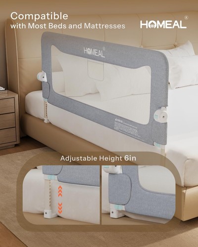 HOMEAL Bed Rail for Toddlers, 32in Foldable Toddler 1Side 32in, Grey - Picture 5 of 6