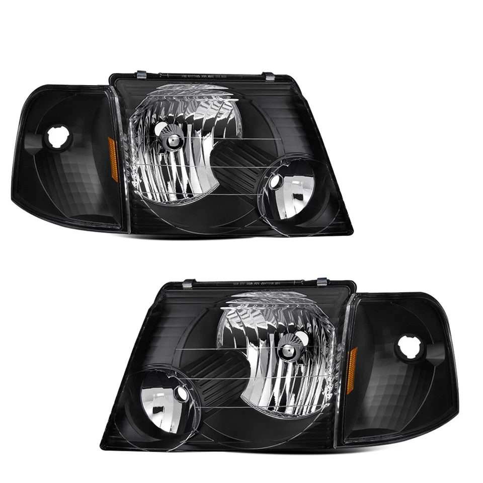 Par de faros negros + luces de señalización de esquina para Ford Explorer 2002 2003 2004 2005 Foto 2 de 4
