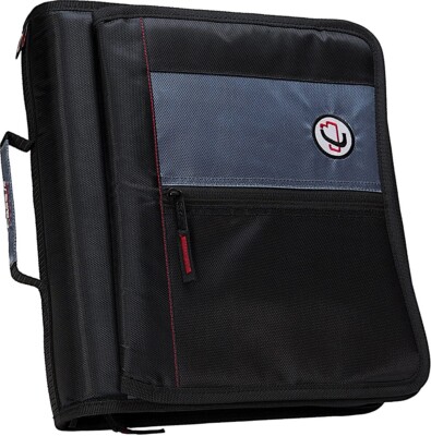 Case-it 2-Inch Round Ring Zipper Binder Messenger Front, Black