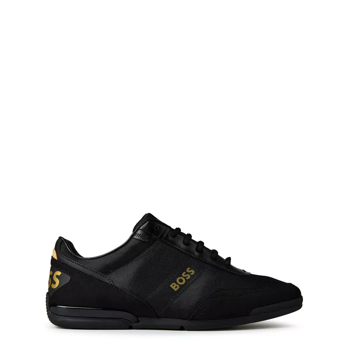 Boss Saturn Mens Shoes in Black and Gold Trainers