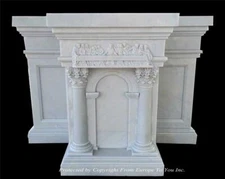BEAUTIFUL HAND CARVED MARBLE ALTAR WITH THE LAST SUPPER CARVINGS - CAS1