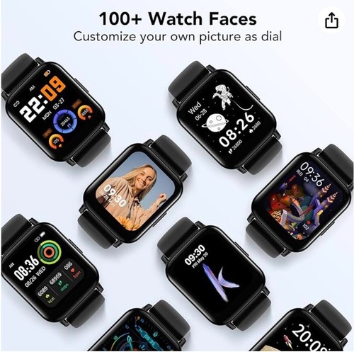 Smart Watch Built-in Fitness Tracker with Heart Rate Blood Oxygen Monitor,BLACK - Picture 3 of 6