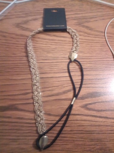 Forever 21 Gold sparkly braided Headband Black Stretch Band ONE SIZE New With T - Picture 2 of 6