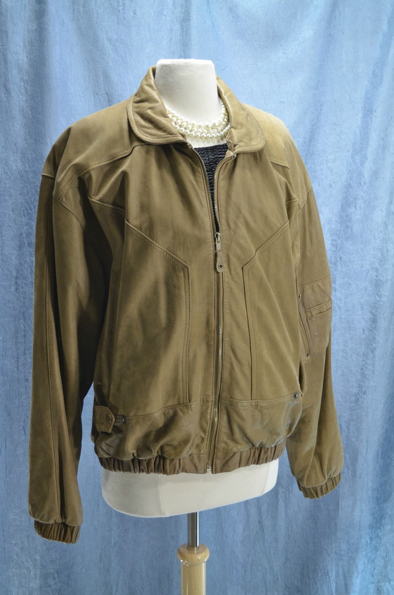 ジャケット・アウター 80s good color leather bomber jacket Vtg Vintage 80s Men's Vegan PU Leather Bomber Jacket – Retro