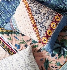 NEW Anthropologie Kantha Stitched Katya King Shams 2 NWT Quilt