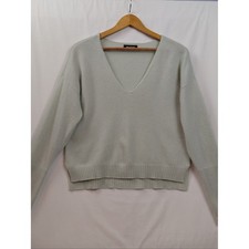 Naadam 100 Cashmere V Neck Sweater Women's Size Medium Gray Soft Lightweight