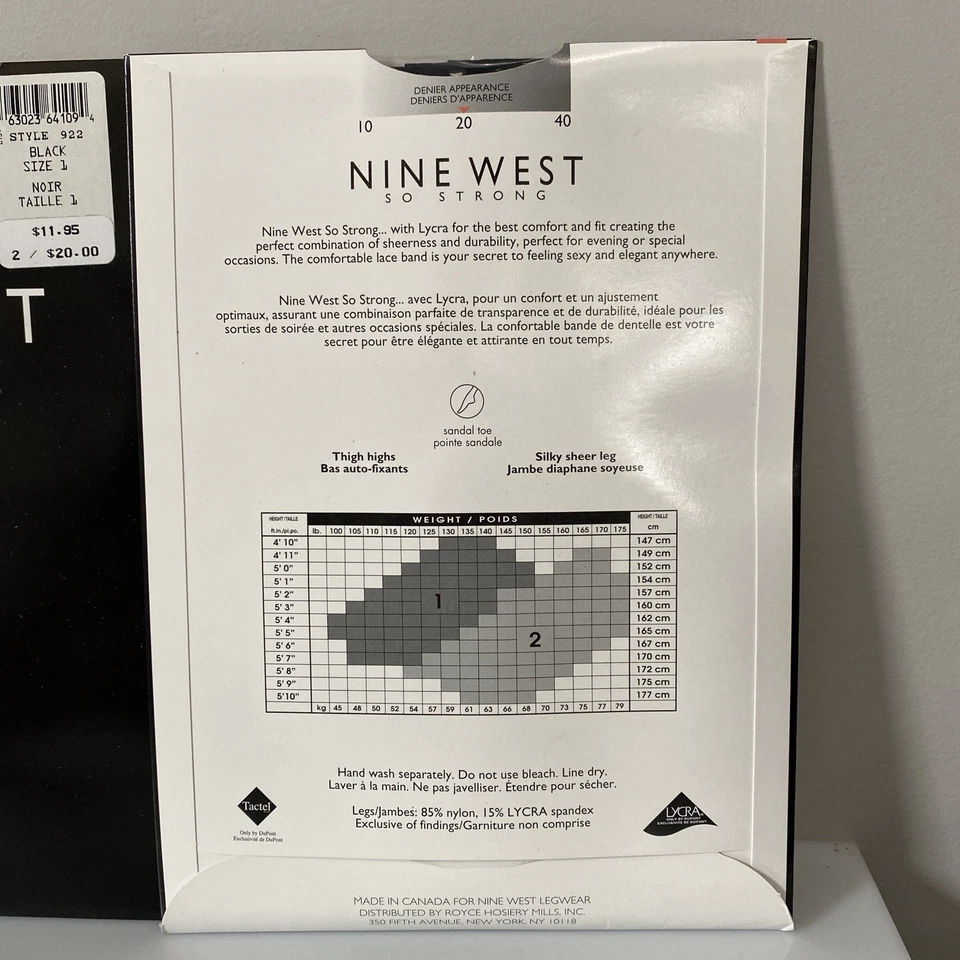 Set of 2 Vintage Nine West So Strong Thigh High Black Size 1 Lace Top Stockings Foto 4 de 4