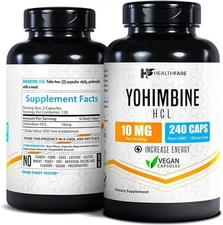 Healthfare Yohimbine HCL 10mg | 240 Capsules Support Energy Max Potency Formula
