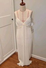 NWT Flora Nikrooz Size M Maxi Pleated Nightgown Bridal Appliqu Bust Ivory