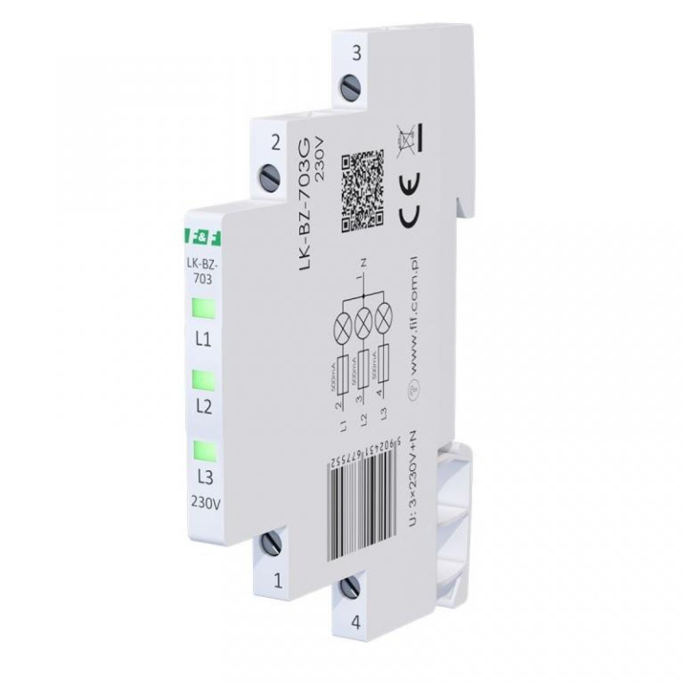 3 Phase Modular Lamp with Fuse Green LK-BZ-703G