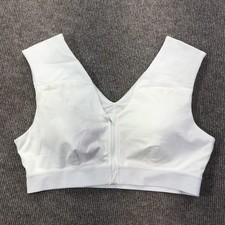 Tommie Copper Sports Bra Womens XL White Front Zip Compression Copper Znergy