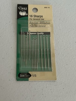 Dritz Needles: 16 Sharps for General Use Size 1/5 NOS Vintage