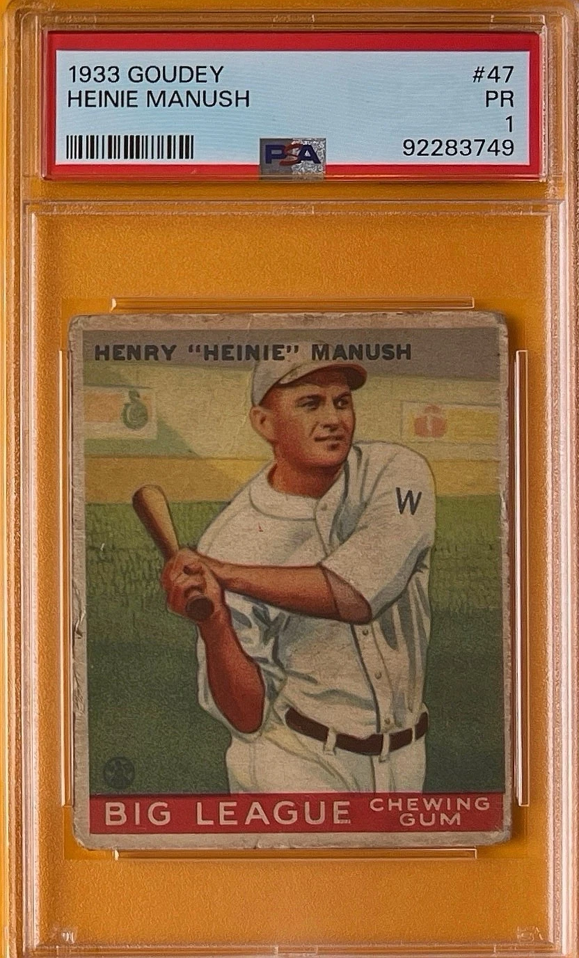 1933 Goudey - #47 Heinie Manush - PSA 1