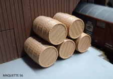 1/43 lot 5 barriques tonneaux à vin fut pour décor train diorama bateau maquette