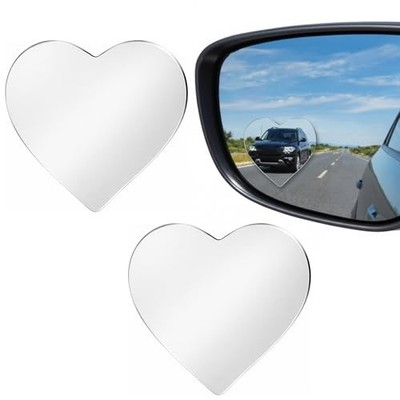 Heart Shaped Blind Spot Mirrors 2 Pack   Adjustable Wide Angle Convex Car Side 