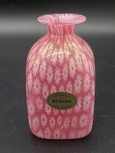 4" Murano Glass Campanella SNC Mini Vase Millefiori Original Label