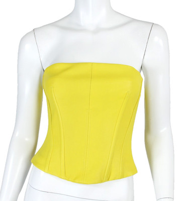 STOULS $1,065 Bright Yellow Leather Strapless ROSALIA Corset Top M
