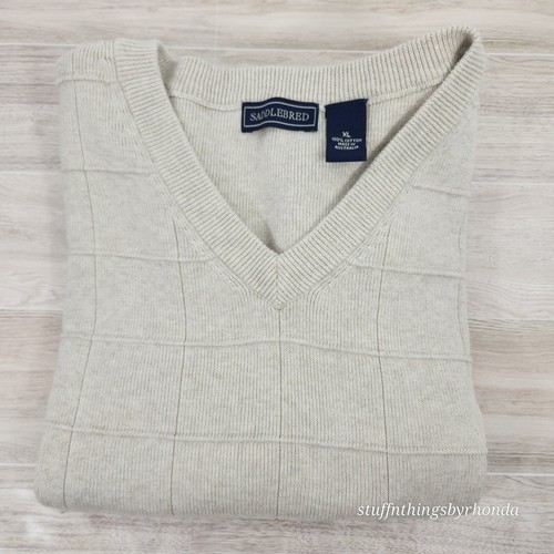 Men's Saddlebred Sweater Vest XL Beige 100% Cotton / Made In Australia EUC - Picture 3 of 6