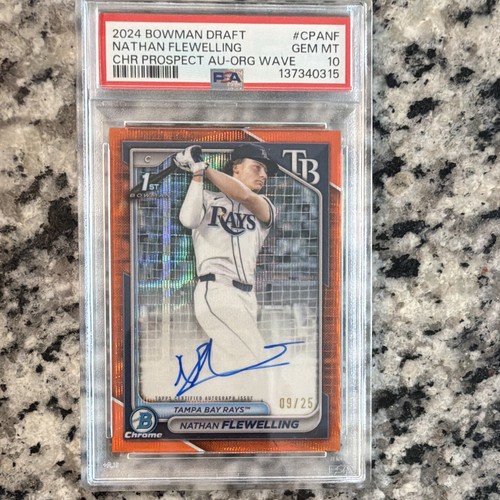 2024 Bowman Draft Chrome Prospect Autographs Nathan Flewelling Orange Wave CPANF