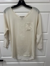 Medium Banana Republic Women  s Top Blouse Ivory Woven Front Knit Back Nice A12