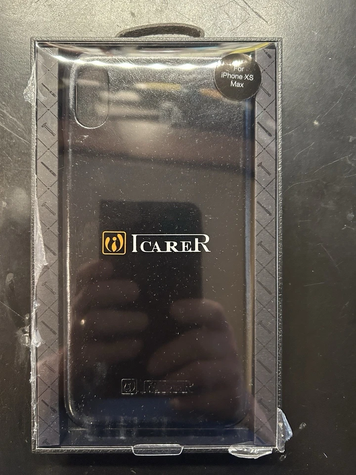 Funda de cuero Icarer para iPhone XS Max negra Foto 2 de 2