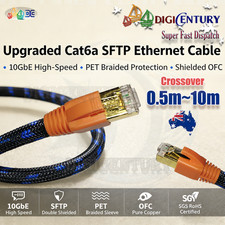 Crossover Gold 23AWG Cat6a SFTP 10GbE Cable Shielded RJ45 PET Braided AU Made OR