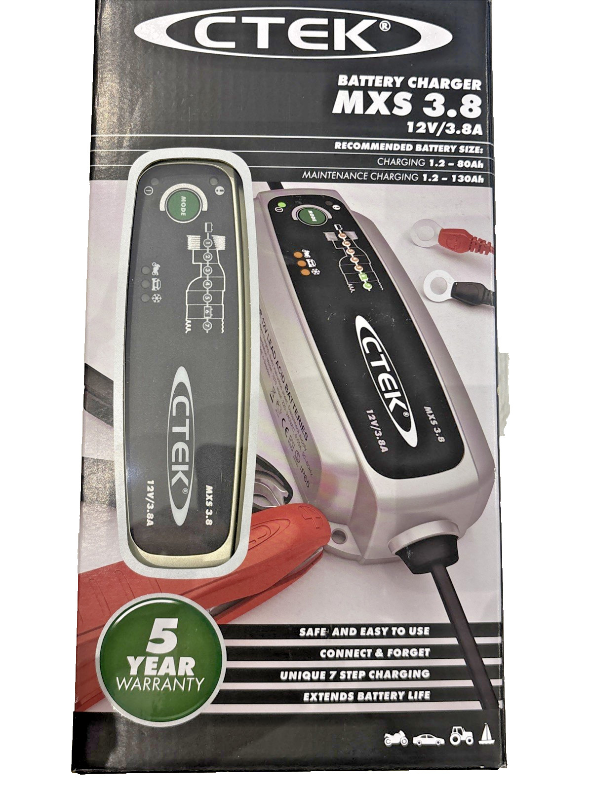 CTEK Battery Charger MXS 3.8 12V 5A Maintenance Device Microprocessor 1.2-130 Ah