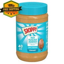 SKIPPY No Sugar Added Creamy Peanut Butter Spread, Shelf-Stable, 40 oz