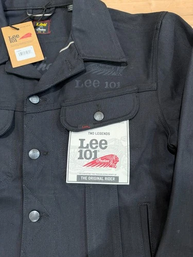 NWT Lee 101 x Indian Motorcycle Rider Jacket Black Selvedge Denim Size M image 4