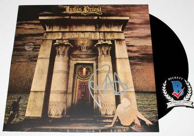 ROB HALFORD SIGNED JUDAS PRIEST 'SIN AFTER SIN' ALBUM VINYL RECORD 1 BECKETT COA