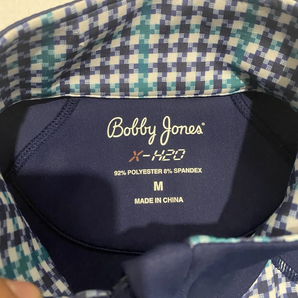 Мужской пуловер Bobby Jones на молнии 1/4 средний синий геометрический эластичный фитиль для гольфа X-H2O - Изображение 4 из 4