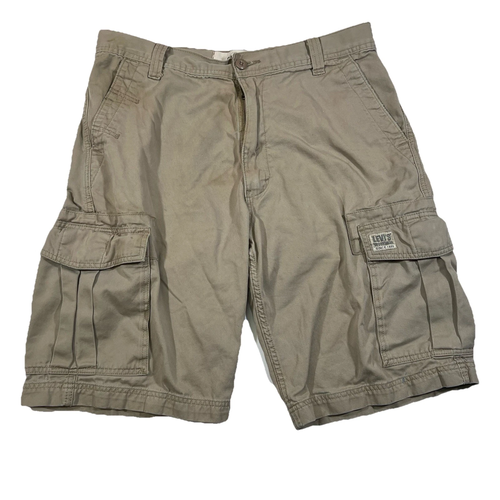 Levi's Workwear Tan Khaki Cargo Utility Shorts Y2K Baggy Men's 34